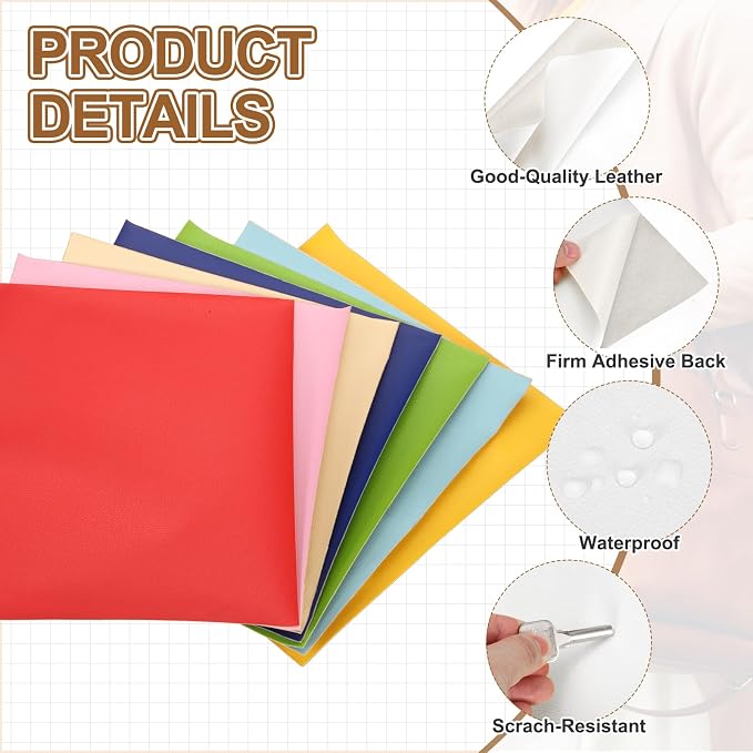 MECCANIXITY 3 Pcs Leather Repair Patch 10"x12" Self-Adhesive Leather Vinyl Repair Tape Kit for Furniture Couches Sofa Chair Car Boat Seats Jackets, White