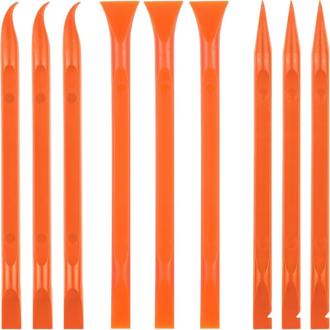 9 Pieces Plastic Scraper Tool Scratch Free Crevice Cleaning Sticker Remover Tool Multipurpose Non Scratch Scrapers for Tight Spaces, Kitchen, Crevices, Auto Detailing, Paint