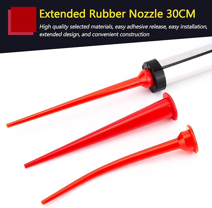 Caulking nozzle of sausage caulking gun, curved caulking nozzle applicator, replacement extension tool used in construction (3 pieces)