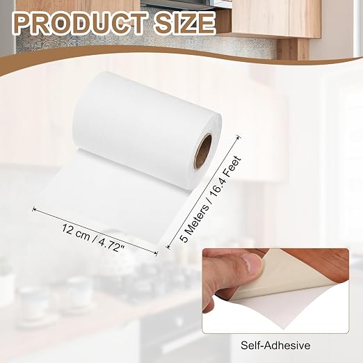uxcell Wood Tape, 5 Inch x 16ft Self-Adhesive Wood Grain Repair Tape Patch with Plastic Scraper for Baseboards, Doors, Windows, Floor Repair and Furniture Renovation, White