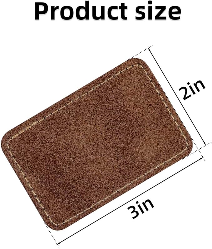 10 Pcs Blank Leatherette Hat Patches with Adhesive Rectangle Leather Iron On Patch for Laser Engraving Faux Leather Patches for Hats 3 x 2 Inches Custom Fabric Repair Sew Laser Supplies (Brown)