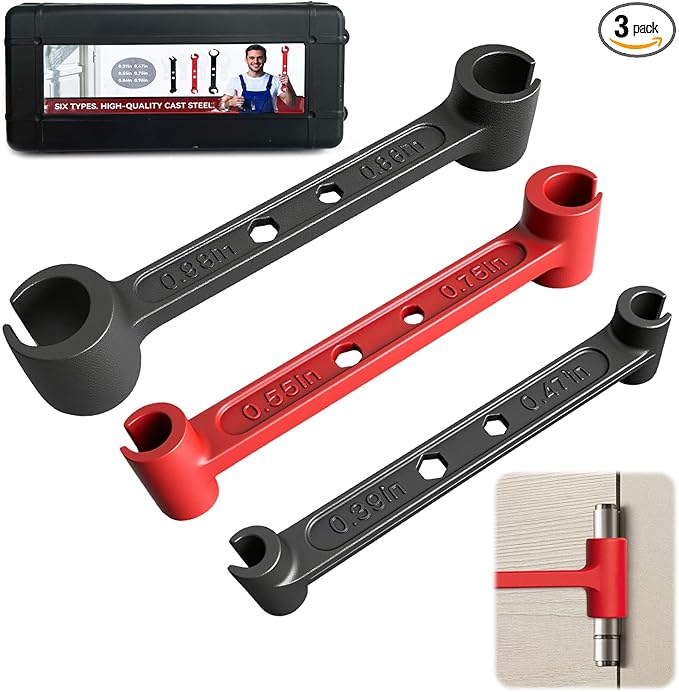 Vdsfand Door Hinge Adjustment Tool Multi-Size Hinge Gap Adjusting Wrench Kit Heavy Duty Door Hinge Repair Tool for Residential and Commercial Use