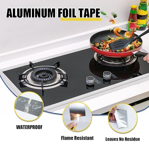 Aluminum Foil Tape 4 inch x 165ft (55 Yards) Heavy Duty HVAC Duct Tape for Ductwork – High Temperature Silver Foil Tape for Insulation, Metal Repair, Exhaust Sealing & Patching