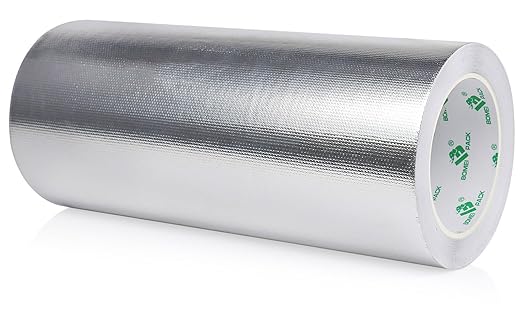 BOMEI PACK Adhesive Aluminum Foil Heat Shield Tape 10inch x 66ft Barrier, Fiberglass Thermal Insulation Reflective Material High Temp Protectionn,1 Pack