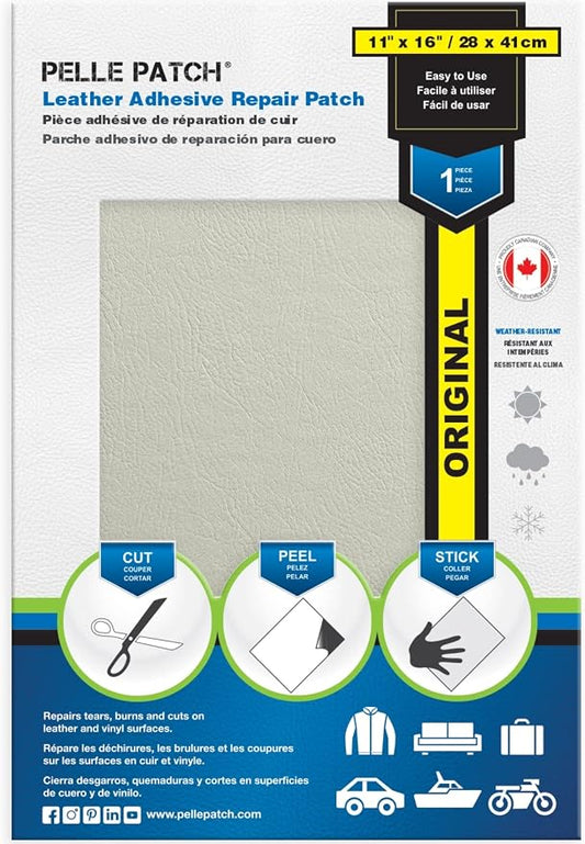 Leather Car Seat Repair Kit - 25 Colors Available - Original 11x16 - Off-White