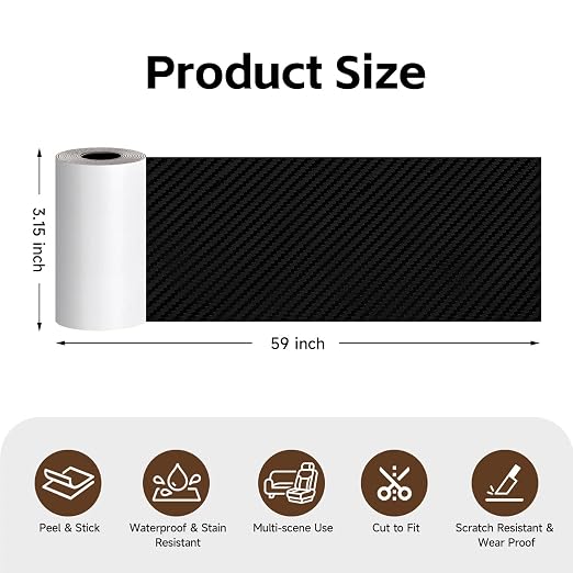 Carbon Fiber Texture PU Faux Leather Repair Tape, Self-Adhesive Patch Kit for Car Seats, Automotive Interior, Gaming Chairs, Office Chairs & Furniture, Waterproof Stick-on Roll (Black, 3.15 x 59in)