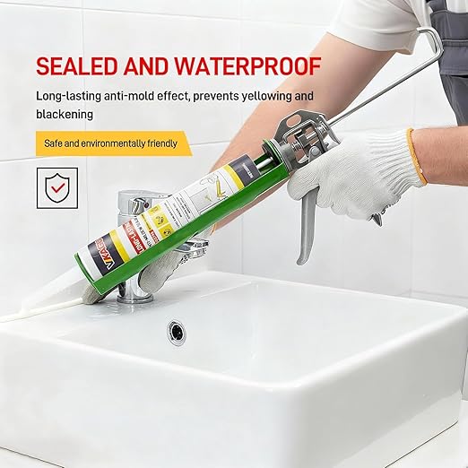 VGS 798 Professional Silicone Sealant Caulk, 10.15 oz Cartridge, 1 Pack – Waterproof Silicone Sealant for Kitchen and Bathroom, Shrink Resistant, Crack Resistant