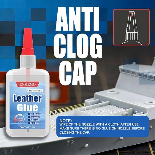 (2-in-1) Leather Glue with Brush Applicator & Nozzle,Adhesive for Purses,Sofas and Furniture,Leathercraft;InstantGlue Bonding Between Leathers,Waterproof Clear