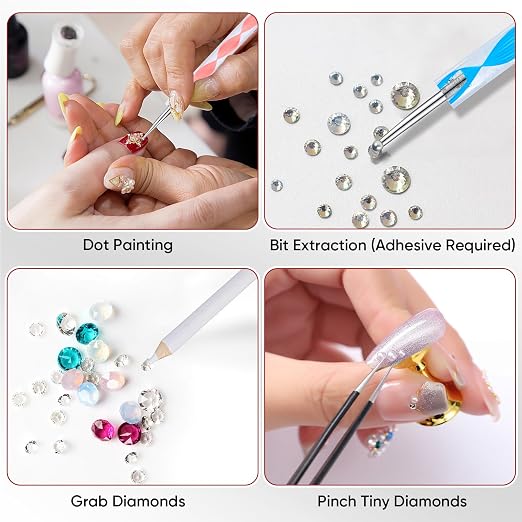 3 PCS 110ml B7000 Glue Clear with Precision Tip, Bedazzling Glue, Rhinestone Glue Set, Craft Glues with 5-Point Pen Tool, Crayon, and Tweezers, Craft Glue is Used for Nails, Jewelry, Shoes