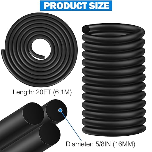 MYFAMIREA 20FT Backer Rod 5/8 Inch EPDM Rubber Caulk Saver Weather Strip Seal Concrete Expansion Joint Filler for Gaps and Joints, Black