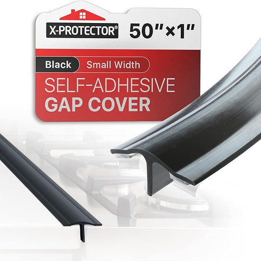 Silicone Stove Gap Cover X-Protector – 50” x 1" Guard Between Stove and Counter – Self-Adhesive Premium Counter Gap Filler – Heat Resistant Oven Counter Gap Protector – Silicone Stove Top Spill Guard