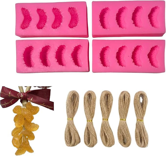 DIY Soap Making Kit, Silicone Orange Soap Molds with Hemp Cord, for Homemade Craft Soap Mold, Exquisite Soap Making Molds for Gift (Without Soap)