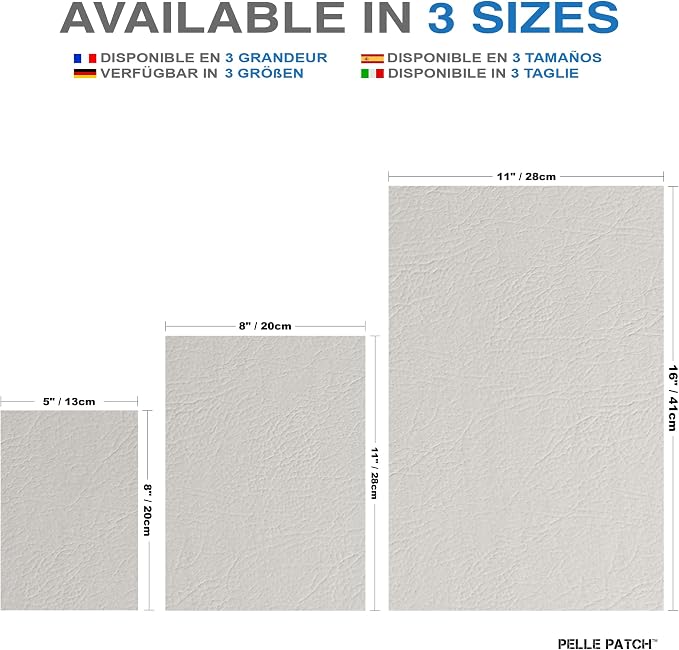 Self Adhesive Leather Repair Patch for Car Seat - 25 Colors Available - Original 5x8 - Grey