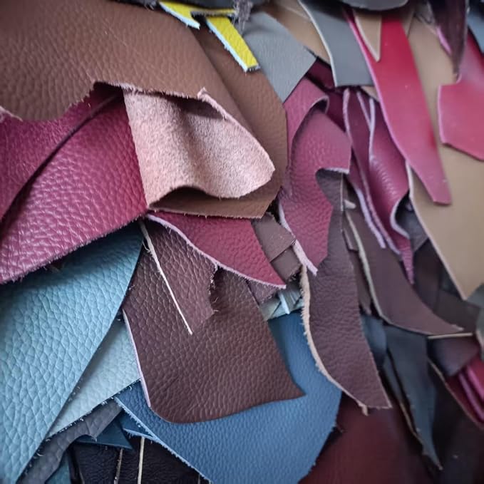 Leather Scraps, 0.8-1.4mm (2-3.5oz) Thick Genuine Cowhide Scraps, Leather Scrap for Tools/Crafts/DIY, Mixed Colors,Leather for Crafting (Thin,1500 Grams)