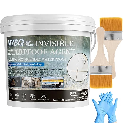 NYBQ Waterproof Sealant Coating 175oz, Transparent Invisible Waterproof Agent, Super Strong Anti-Leakage Polyurethane Coating for Bathroom, Roofs, Kitchen, Patio, Walls, Indoor & Outdoor