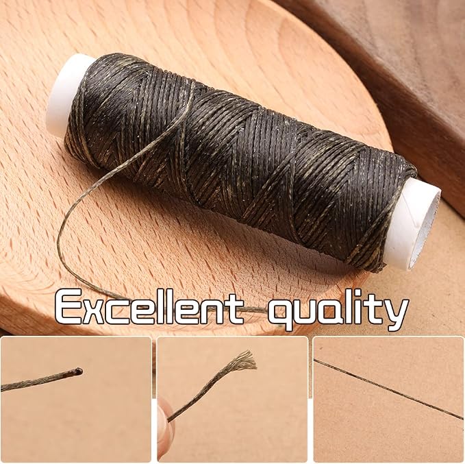Ftyiwu Waxed Thread, Upholstery Needle and Thread 32 Yards with 7PCS Hand Sewing Needles for Home Upholstery Carpet Canvas Repair Leather Sewing (Army Green)