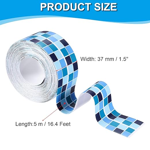 PATIKIL Caulk Tape 1.5" x 16 Ft, Self Adhesive Sealing Tape Waterproof Toilet Tub Caulk Sealant Strip Sealing Trim for Kitchen Bathroom Toilet Bathtub Sink Countertop, Dark Blue