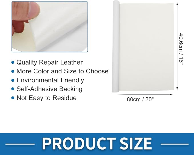 Self Adhesive Leather Repair Patch Strong Stickiness 30"x16" Leather Repair Tape PU Leather White 1 Pcs