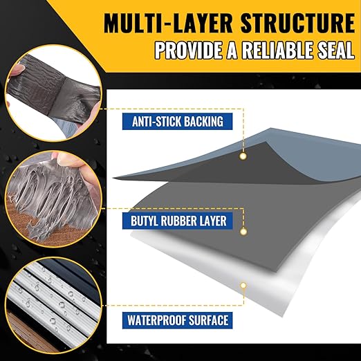 VIVIDA Aluminum Butyl Tape 6" × 20', Waterproof Aluminum Foil Butyl Sealing Tape for Outdoor Use, Corrosion Resistant, Repair for Metal Roof, RV, Windows, 1 Roll
