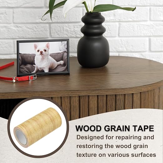 PATIKIL Wood Grain Tape 4" x 15 Ft, Self-Adhesive Wood Texture Repair Tape Realistic Wooden Effect Patch for Furniture Cabinets Floor Walls,Yellow Oak