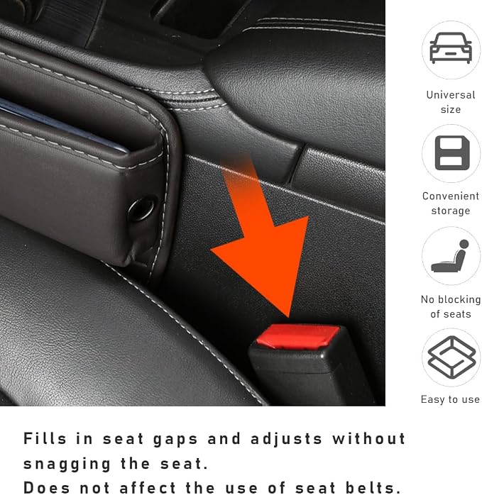Kewucn Car Seat Gap Organizer, Adjustable Leather Front Seat Gap Filler Storage Box, Multifunctional Auto Console Side Pocket Organizer for Phone Glasses Key Card, Car Accessories (Red)