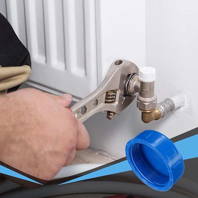 uxcell 5Pcs 2 Inch PT Female Thread PVC Pipe Fitting Cap, Cleanout Water Drain End Caps, Pipe Plug Socket Fittings with Tape for Water Heater Supply Lines, Plumbing, Blue