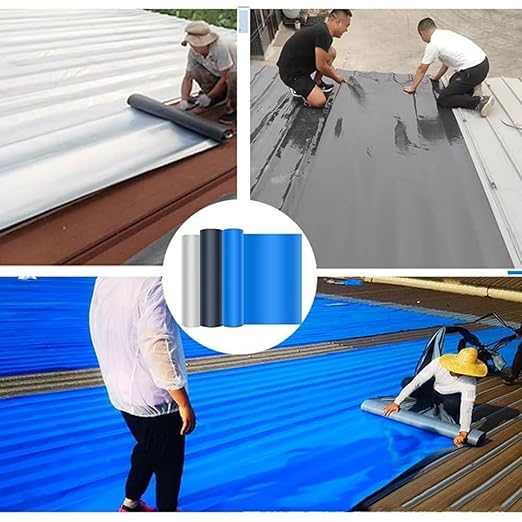 Waterproof Sealant Tape Self Adhesive Rubberized Asphalt Tape for RV Roof Metal Roof Corrugated Roof Leak Repair UV Resistant Heavy Duty Waterproofing Membrane(Silvery, 19.68in*196.85in)