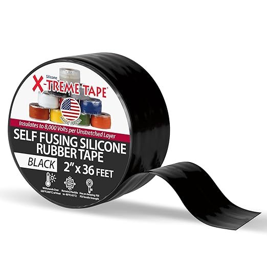 X-Treme Tape MOCAP Heavy Duty Electrical Tape, Self-Fusing Silicone Rubber, Waterproof & Insulating Flexible Tape, Electrical for Hose, Automotive, Outdoor & Repairs - 2 Inch x 36 Ft Roll - Black
