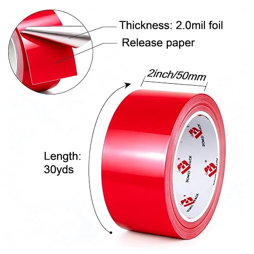 BOMEI PACK Aluminum Foil Tape,Heavy Duty Metal Foil Duct Tape (Red, 2 Inch)