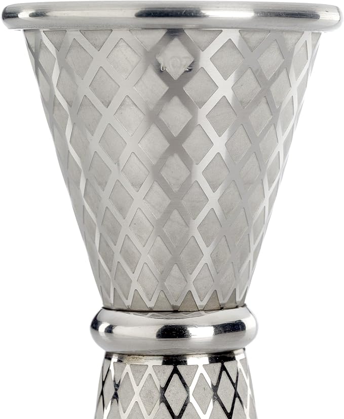 Barfly 1 x 2 oz. Diamond Lattice Etch Japanese Style Jigger, Stainless Steel