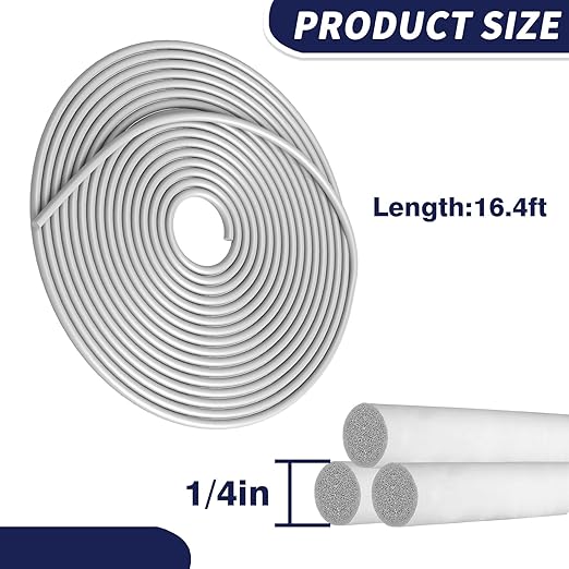 DGSL Backer Rod 1/4 Inch, Caulk Saver for Gaps and Joint Concrete Filling, EPDM Rubber Backer Rod Joint Filler for Driveway and Wall Cracks (16.4 Ft Length)