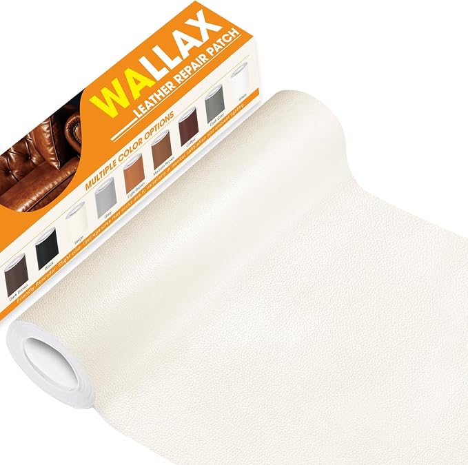 WALLAX Leather Repair Patch, 4 x 79 Inches Self Adhesive Leather Repair Tape for Furniture, Couch, Sofa, Car Seats, Office Chair, Car Interior, Upholstery, Vinyl Repair Kit (Beige)