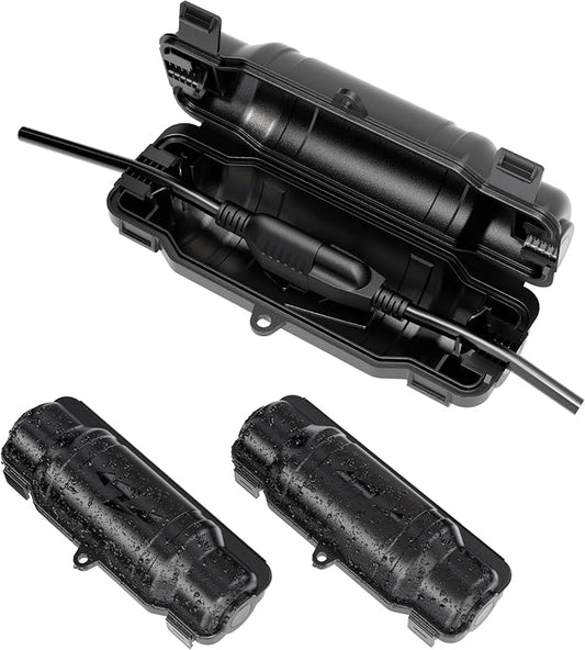 3 Pack Outdoor Extension Cord Safety Cover with Waterproof Seal IP54 Water-Resistant, Weatherproof Electrical Connection Box with 2 Latches, Plug, Socket, Holiday Decoration Light, Black