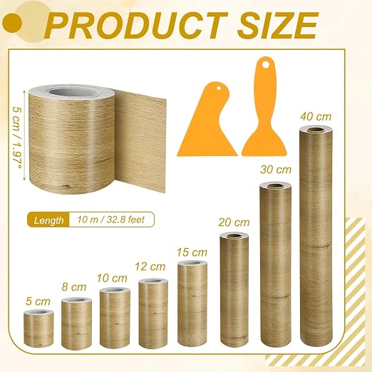 PATIKIL Wood Grain Repair Tape, 2" x 33' Self Adhesive Realistic Wood Tape with Scraper Durable Repair Patch for Furniture Floor Window Door Table DIY Home Decor, Wood Grain