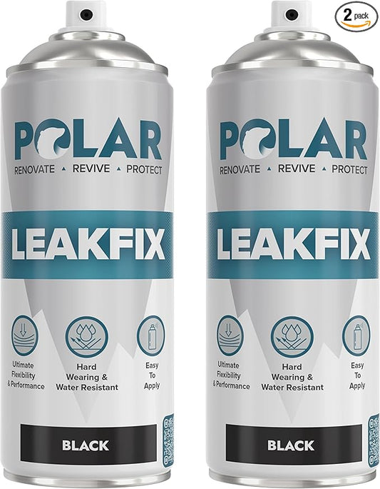 Polar Black Leak Fix Spray - 2 x 13.5fl. oz - Waterproof Roof Sealant - Instantly Seals Leaks and Cracks, for Lasting Protection on Roofs, Drainpipes & Gutter Repairs- for Interior and Exterior Use
