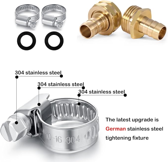 SIGURANTA Garden Hose Repair Connector with Clamps Hose End Repair Kit, 1/2"Barb Garden Hose Fittings Male and Female brass garden hose ends (1/2"Barb-10 Set)