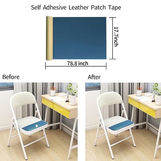 Oversized Self Adhesive Leather Repair Tape for Furniture,17.7 x 78.8inches Durable Self-Adhesive Vinyl Repair Kit, Adhesives Leather Repair Patch for Sofas, car Seats,Bags, Armchair Tear(Navy Blue)