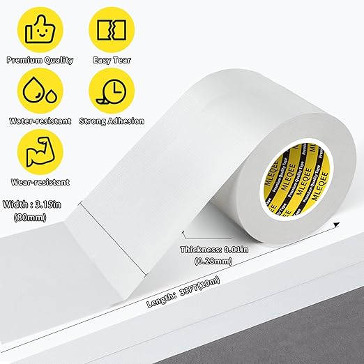 Duct Tape Heavy Duty Single Sided, Strong Adhesive High Strength, Waterproof Mesh Tape for Indoor and Outdoor Repairing Sealing Bonding, Easy Use Hand Tearable, 3.15 Inch x 33 Feet, White