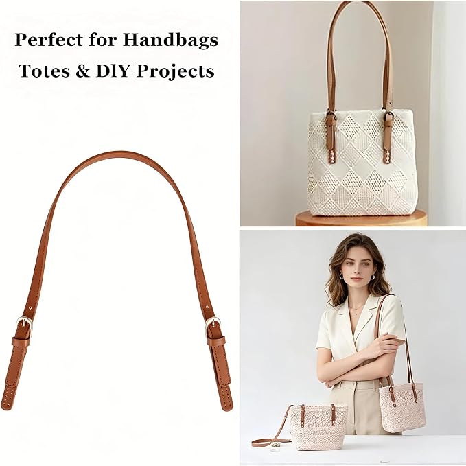 XIMEO 2 Pack Replacement Purse Straps – Adjustable PU Leather Handles with Buckle for DIY Bag Making, Tote & Handbag Repair