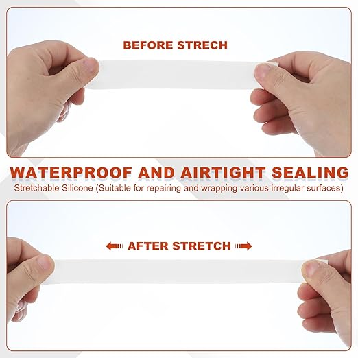 uxcell Self Fusing Silicone Tape, 1" x 10ft Waterproof Water Leak Sealing Tape for Plumbing Pipe Hose Repair Handles, White