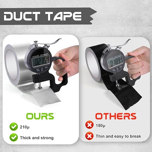 3 Pack Silver Duct Tape 1.89 Inch x 60 Yard Total Heavy Duty 8.27Mil Waterproof All Weather, Hand Tearable Duct Tape for Indoor Outdoor Emergency Repairs Duct Sealing Wire Bundling Fixation DIY
