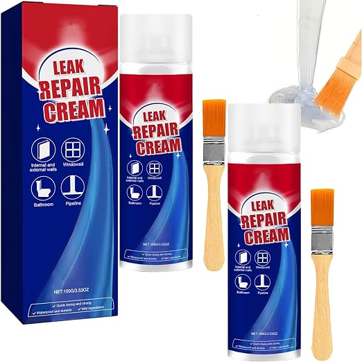 Leak Repair Cream,Leak-Repair Waterproof Sealant Spray,3.53 OZ Long Lasting Flex Stop Leak,Fast Drying Transparent Sealant for Roofs Pipes Crack (2,M)