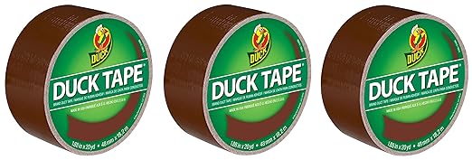 Duck Brand 1304965 Color Duct Tape, Brown, 1.88 Inches x 20 Yards Each Roll, 3 Rolls