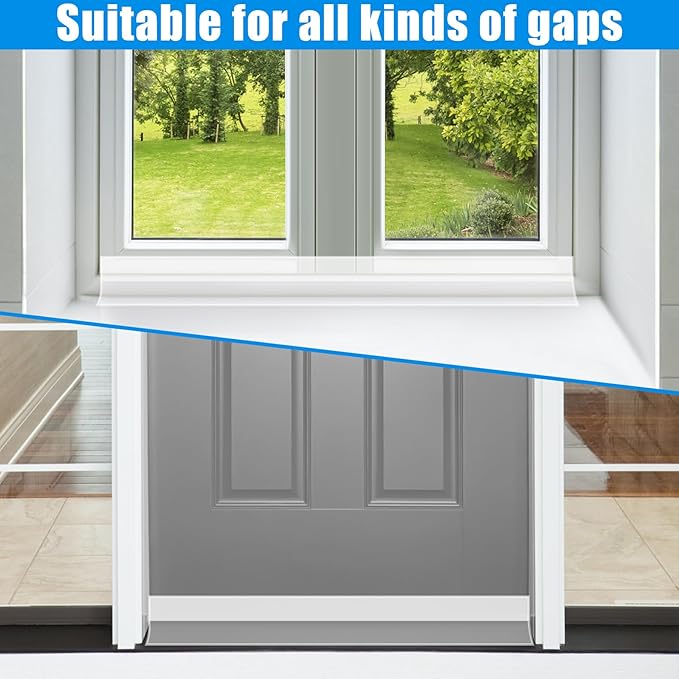 Draft Seal Tape for Doors and Windows 1 in x 10 Ft Silicone Weather Stripping Extra Thick 2mm Door Seal Strip with Strong Adhesive Draft Insulation Stopper Side Seal - Clear
