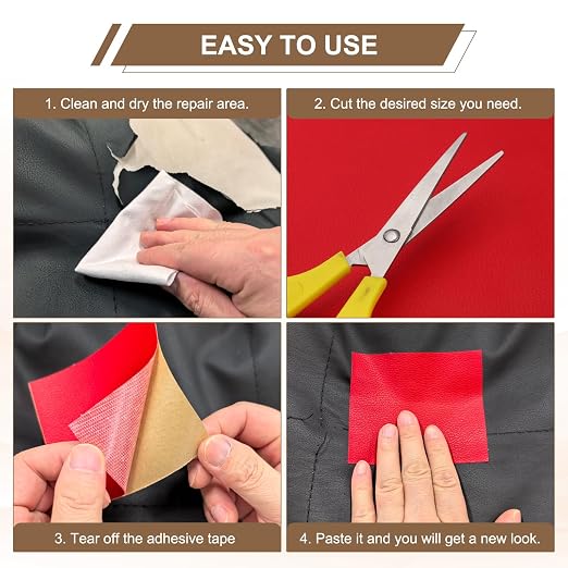 PATIKIL Leather Repair Patch, 2 Pack 10 x 24 Inch Self-Adhesive Vinyl Patch Furniture Tape Repair Kit for Sofas Couches Stools Chairs Cabinets Bags, Black