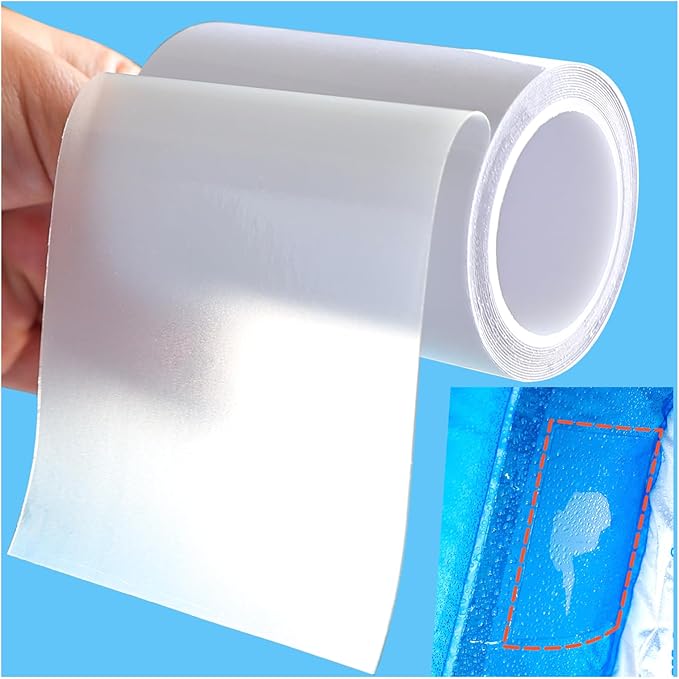 Birllaid Inflatable Patch Repair Kit Waterproof Heavy Duty, Clear TPU Repair Tape for Bounce House, Tent, Canvas, Canopy, Pool Floats, Swimming Ring
