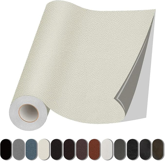 Lifeshoon Leather Repair Patch, 35X79 Inch Self Adhesive Leather Repair, Large Vinyl Patch Tape for Couches, Furniture, Car Seats, Cabinets, Wall, Handbags （Beige, 35X79 Inch）