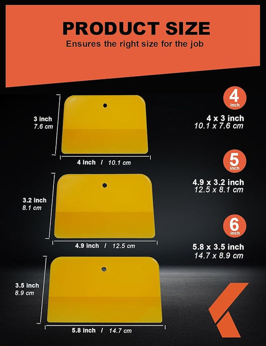 KREFINISH Body Filler Spreaders (4, 5, 6in 15Pieces) - Yellow Reusable Plastic Spreader Auto Body Spreader for Automotive Fillers, Putties, Glazes, Caulks and Paint