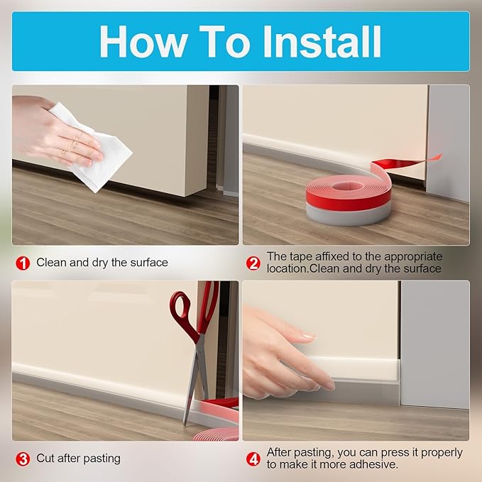 36FT Weather Stripping Door Seal - 2" Silicone Door Draft Seal Tape for Gaps Under Door Weatherstripping Sweep Stopper for Bottom of Shower Door/Sliding Glass Door