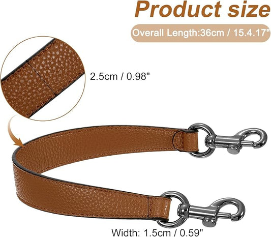 uxcell 14.17 Inch PU Leather Short Bag Strap with Clasp, Purse Handles Handbags Replacement Straps for Clutch Bag Underarm Bags, Brown, Grey Buckle